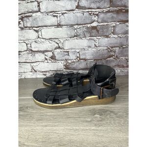 Free People Marianne Black Leather Platform Gladiator Strappy Sandals Women 41EU